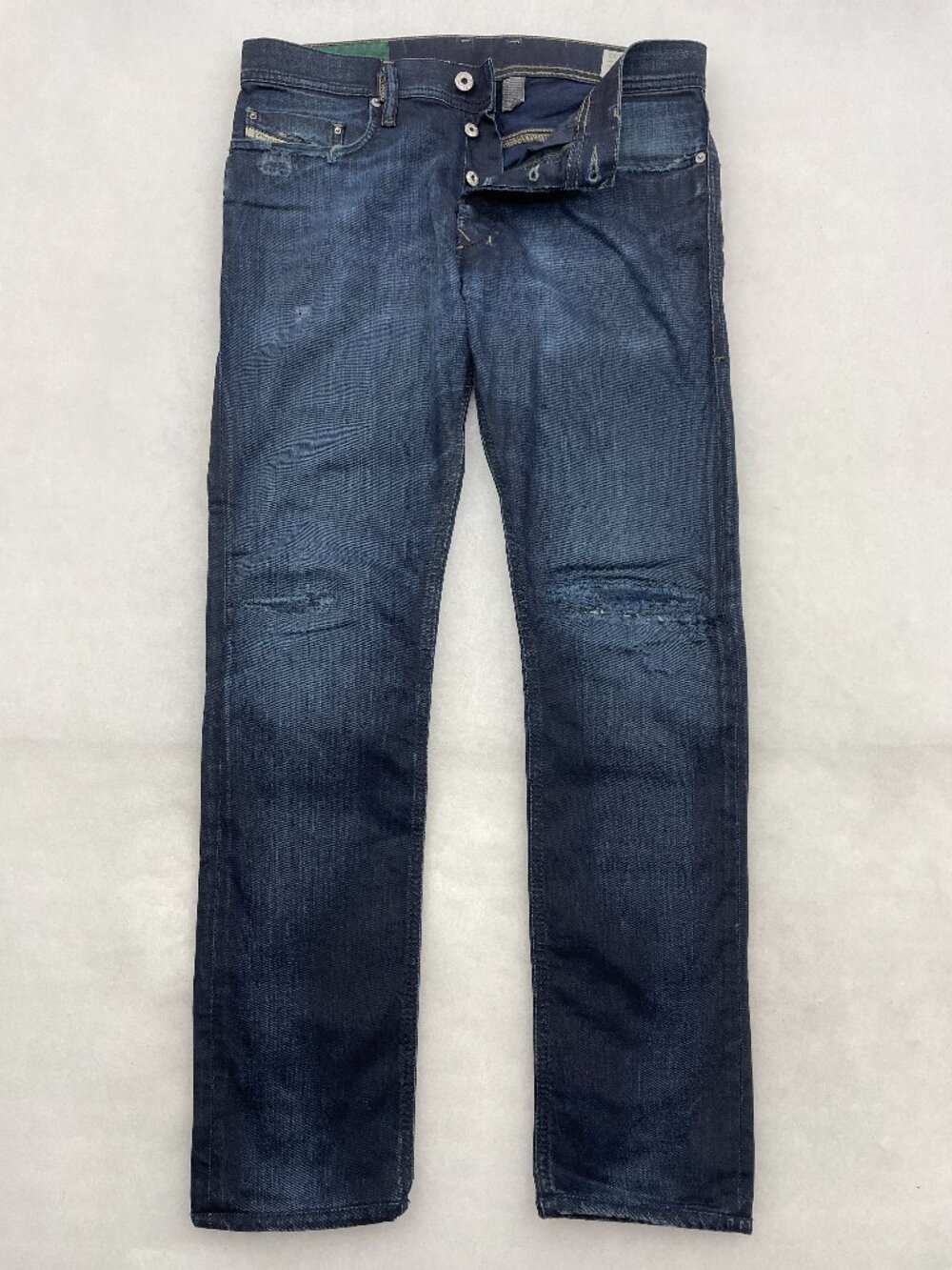 Diesel Tepphar 0848D Slim Carrot Distressed Dark Wash Jeans Men's 32x31